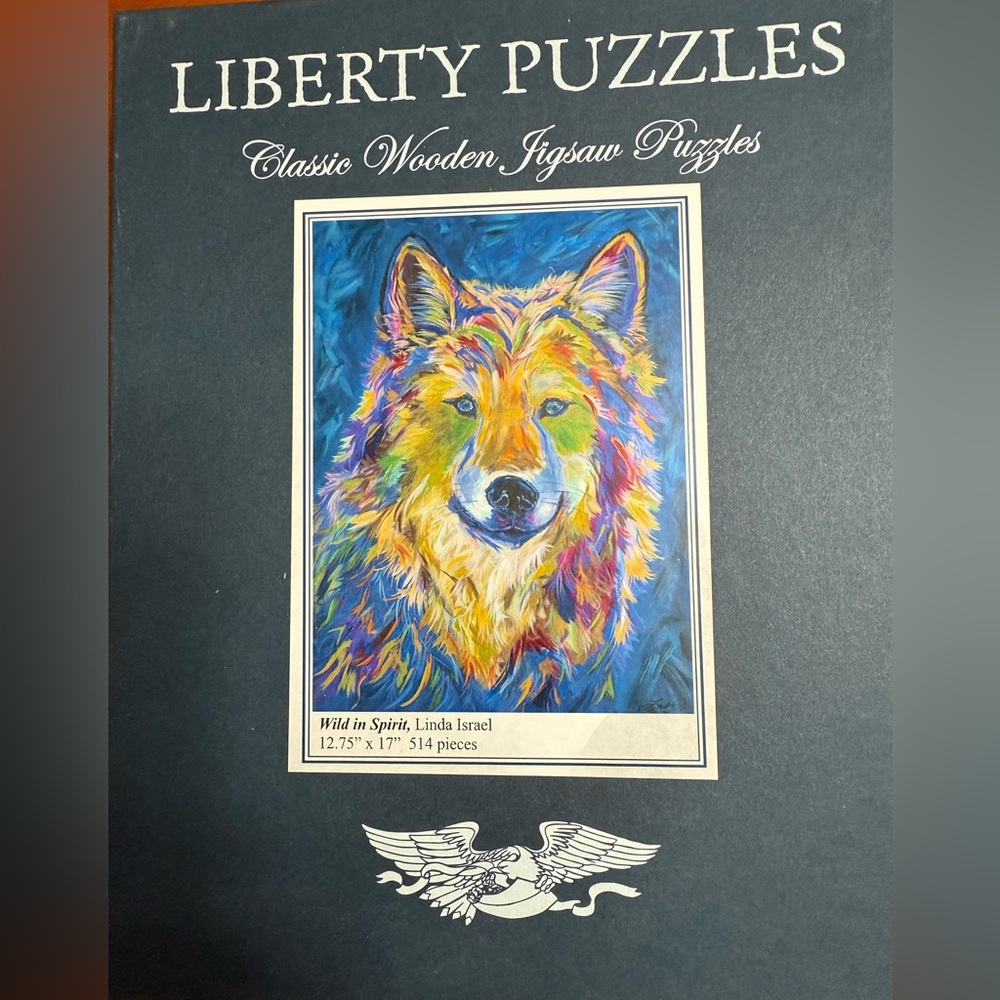 Classic Wooden Jigsaw Puzzle - Colorful Wolf Design